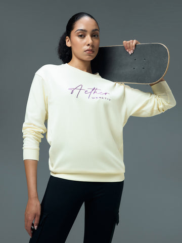 Women Solid Slim Fit Round Neck Sports Sweatshirt with ELASTOPLUS