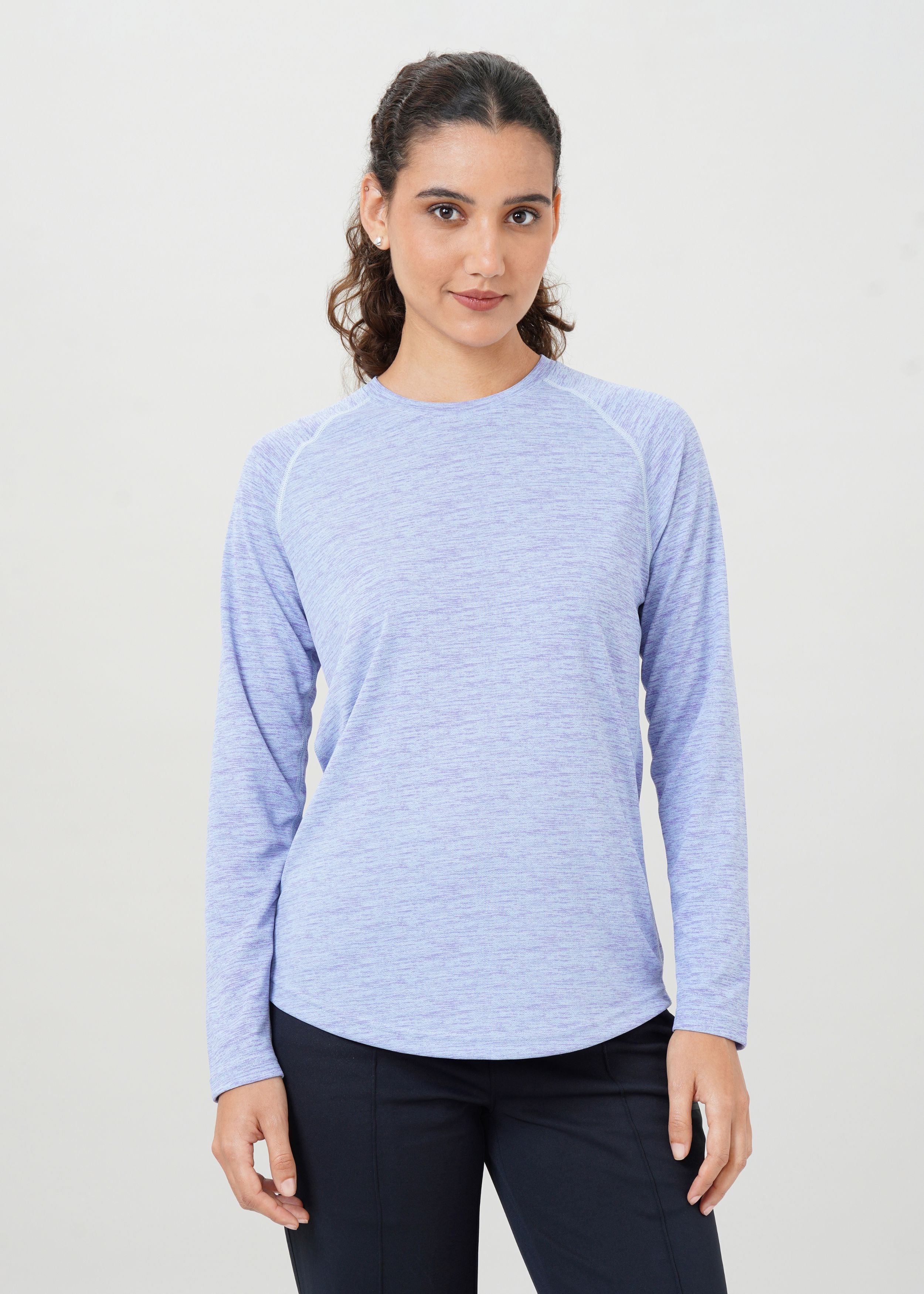 Women Printed Round Neck Full Sleeve Sports Tee with TECHNOCOOL+