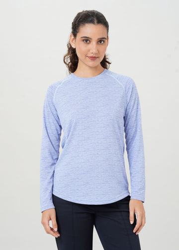 Women Printed Round Neck Full Sleeve Sports Tee with TECHNOCOOL+