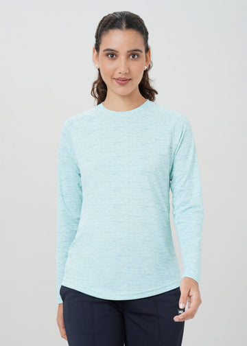 Women Printed Round Neck Full Sleeve Sports Tee with TECHNOCOOL+