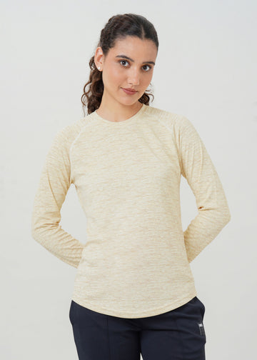 Women Printed Round Neck Full Sleeve Sports Tee with TECHNOCOOL+