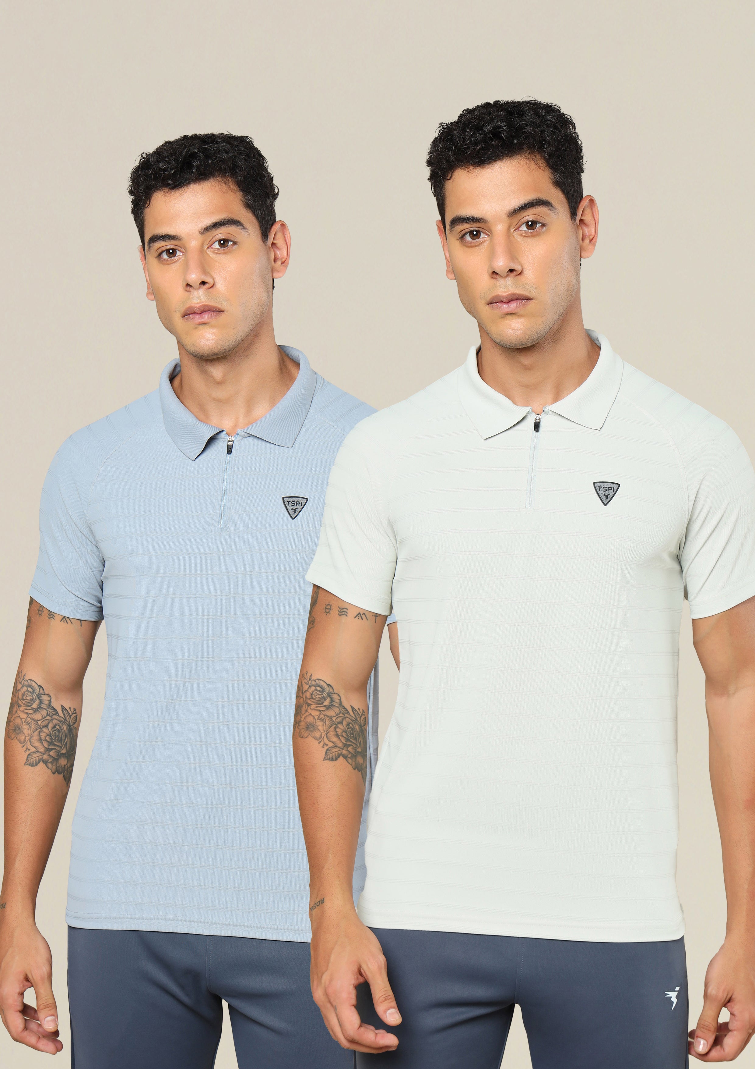 Men Self Design Regular Fit Combo of 2 Polo T-shirt