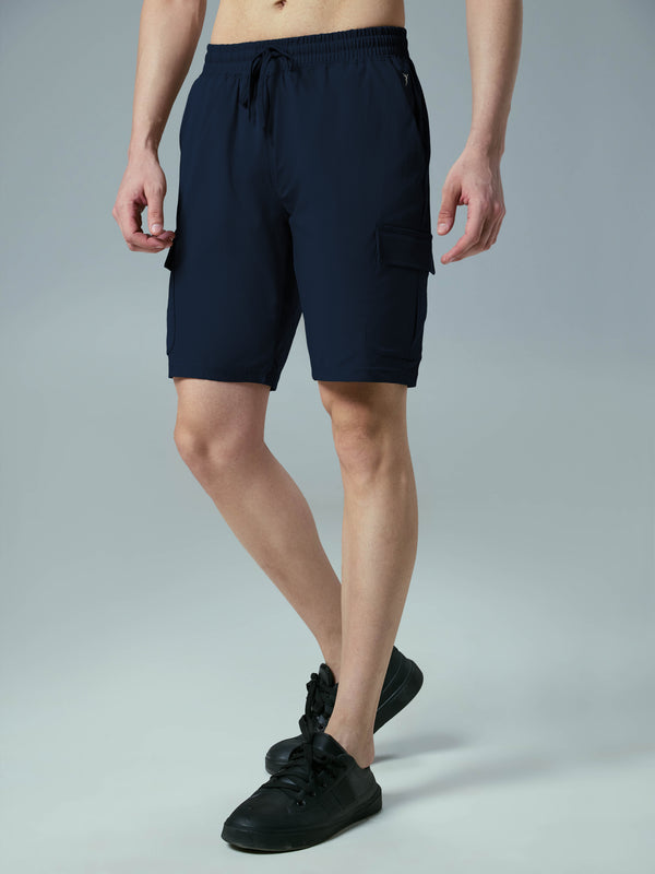 Men Solid Slim Fit Shorts with TS FLEXI