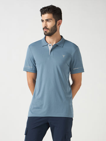 Men Solid Slim Fit Polo T-shirt with TECHNO COOL+