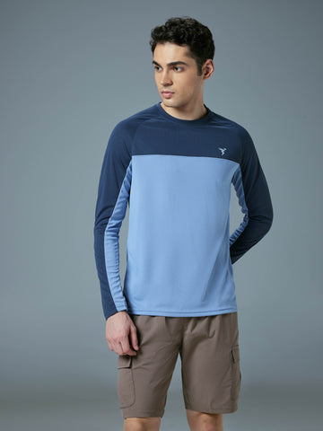 Men Colorblock Slim Fit Crew Neck T-shirt with TECHNO COOL+