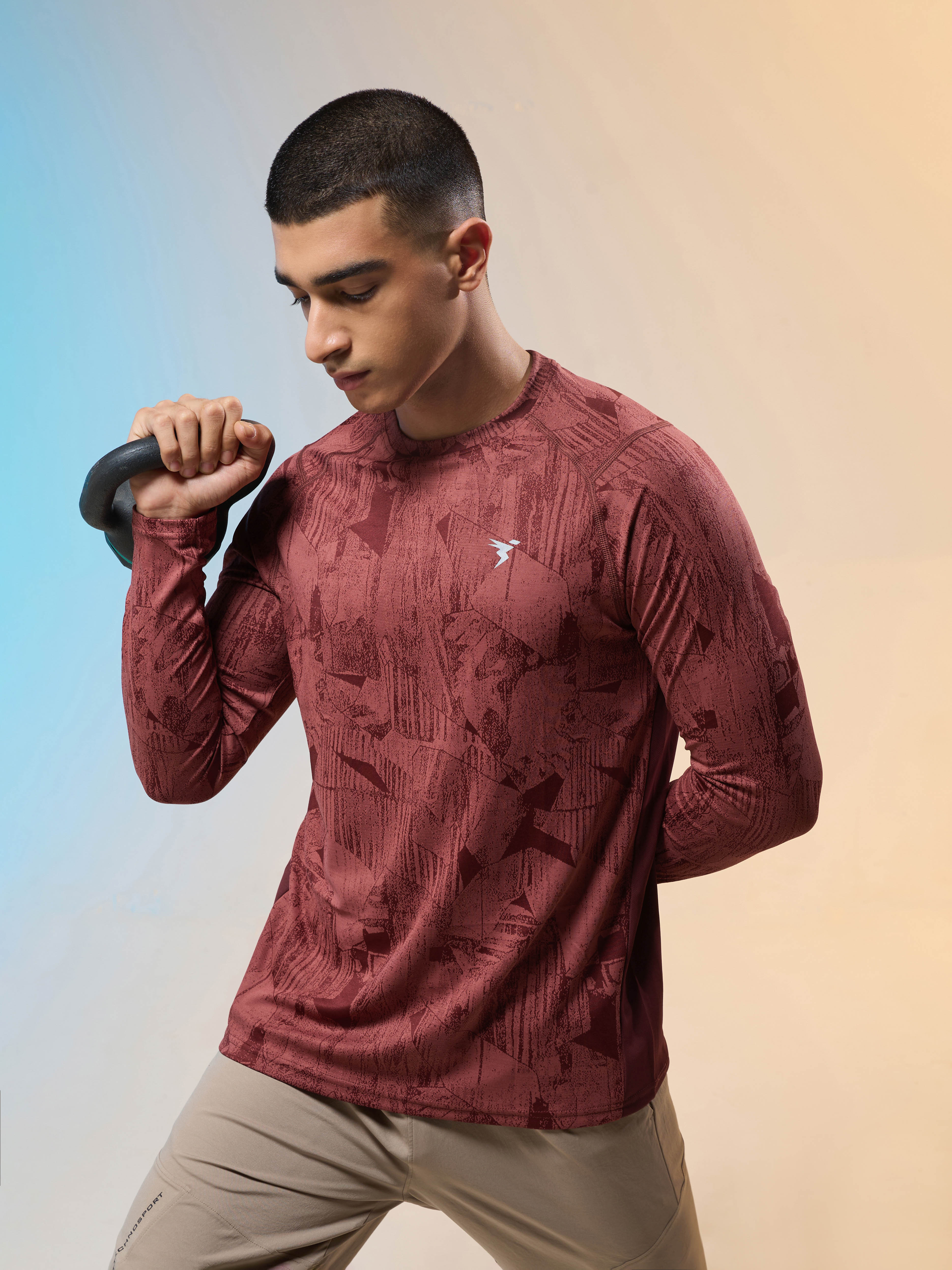Men Jacquard Slim Fit Round Neck T-shirt with DOUBLE COOL