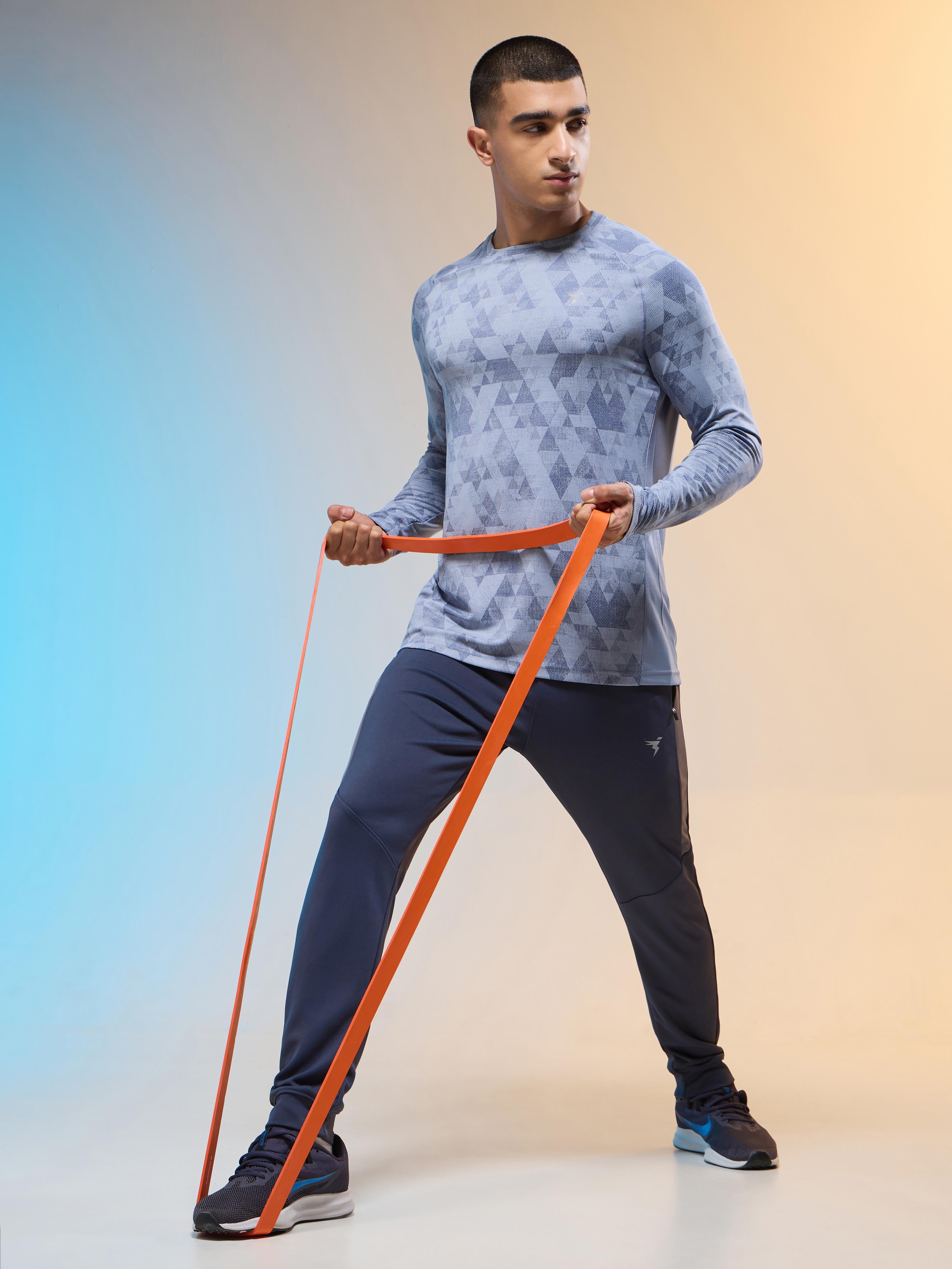 Men Jacquard Slim Fit Round Neck T-shirt with DOUBLE COOL