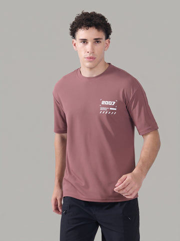 Men Typography Printed Oversized Round Neck Sports T-shirt with MATPIQ