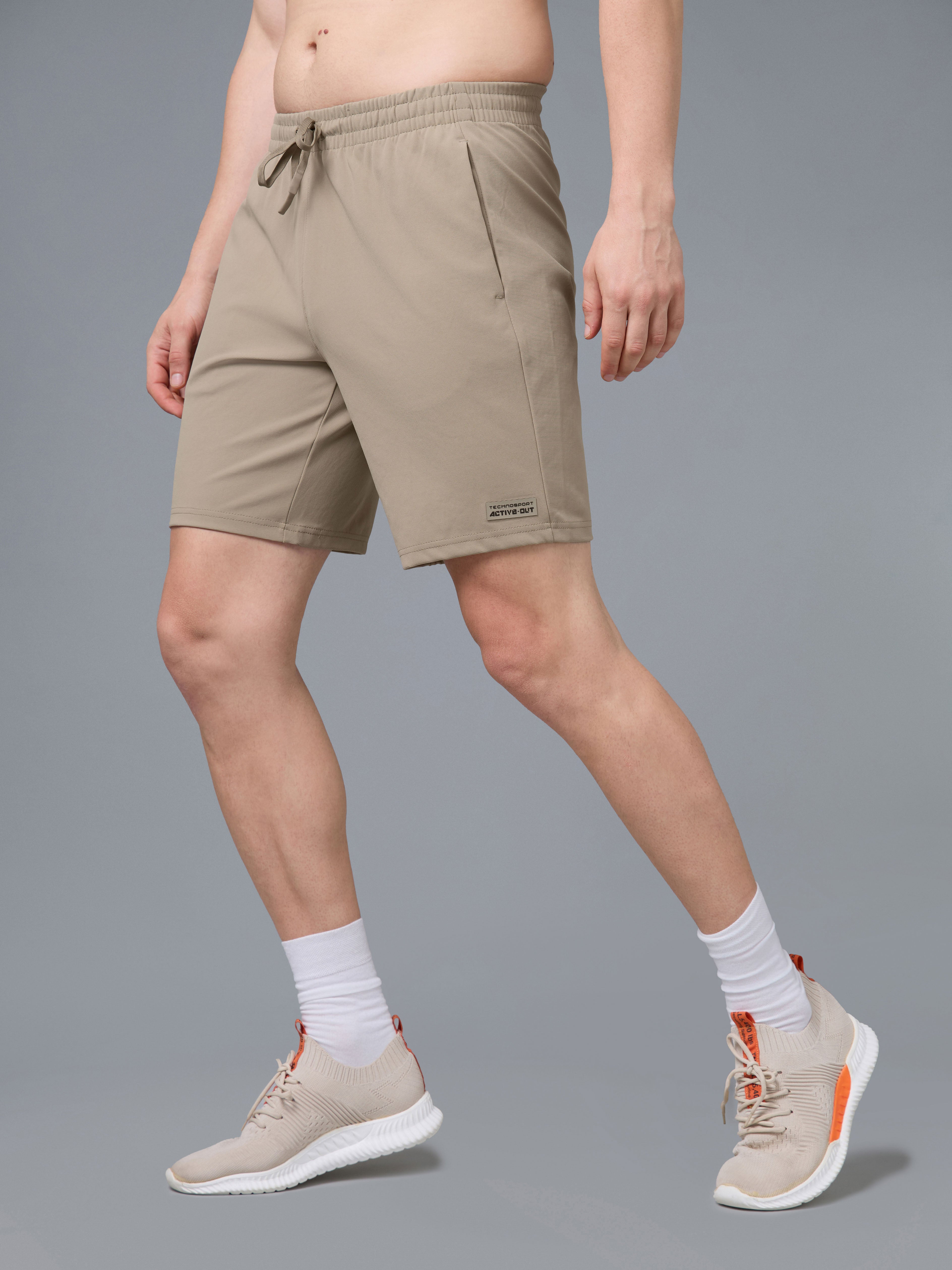 Men Solid Slim Fit Active Out Sports Shorts with ELASTOPLUS