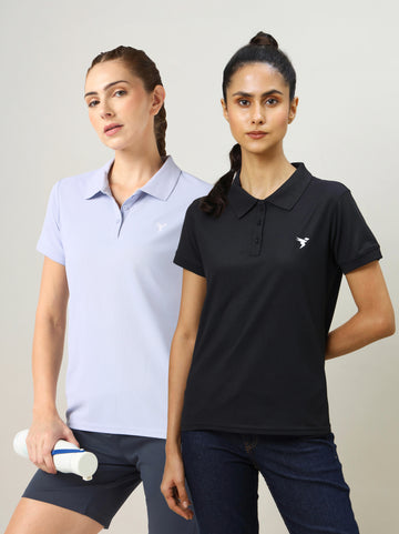 Women Pack of 2 Solid Slim Fit Polo T-shirt with MATPIQ