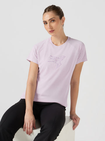 Women Printed Slim Fit Round Neck Sports Tee  with TECHNOCOOL+