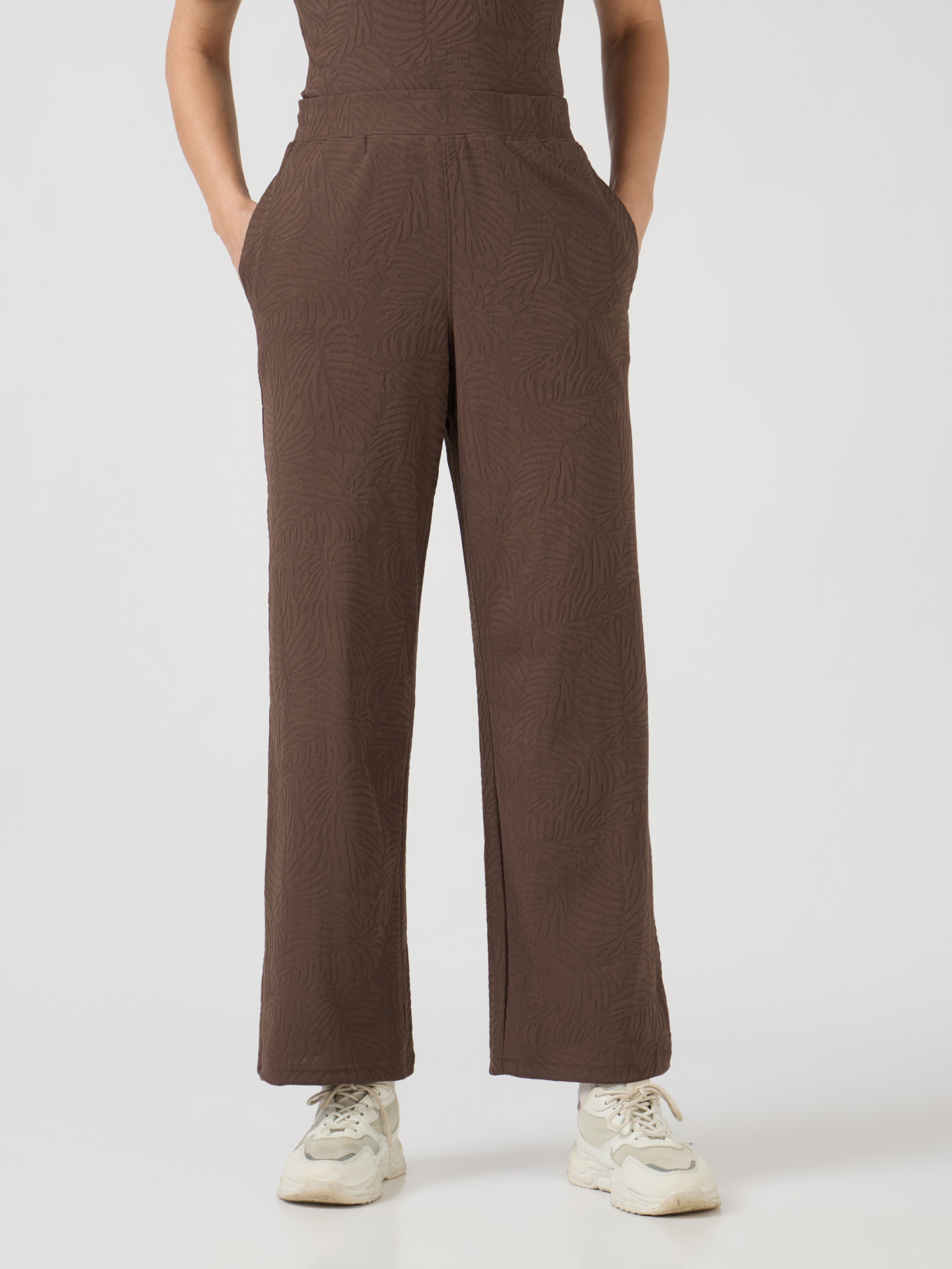 Women Textured Straight Fit Trackpants with COTFLEX