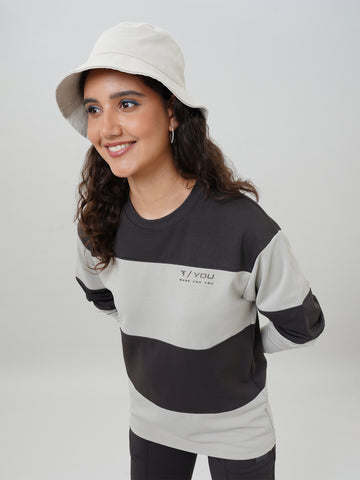 Women's Colorblock Crewneck Oversized  Sweatshirt with CLOUDFLEX
