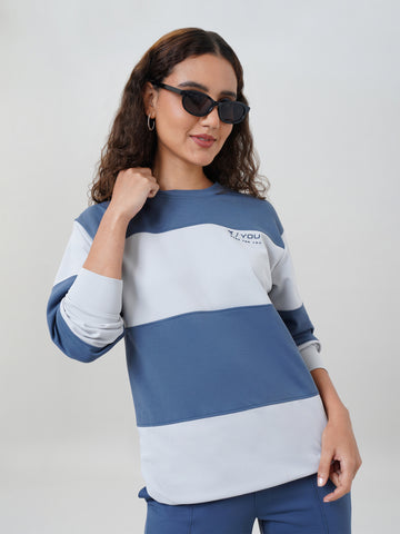 Women's Colorblock Crewneck Oversized  Sweatshirt with CLOUDFLEX