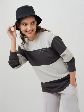 Women's Colorblock Crewneck Oversized  Sweatshirt with CLOUDFLEX