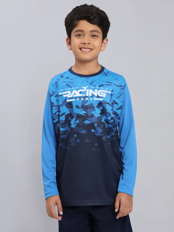 Boys Printed Slim Fit Crew Neck T-shirt with TECHNO COOL+