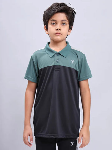 Boys Colorblock Slim Fit Polo T-shirt with TECHNO COOL+