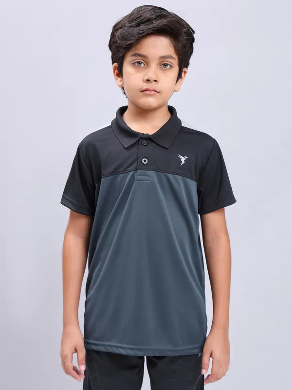 Boys Colorblock Slim Fit Polo T-shirt with TECHNO COOL+