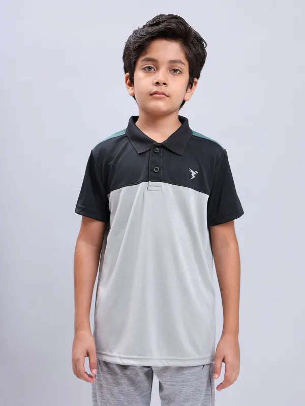 Boys Colorblock Slim Fit Polo T-shirt with TECHNO COOL+