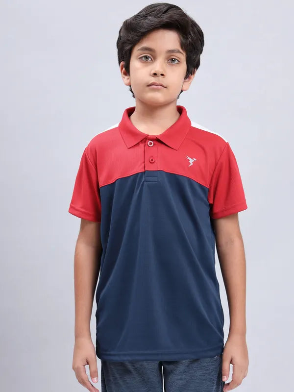 Boys Colorblock Slim Fit Polo T-shirt with TECHNO COOL+