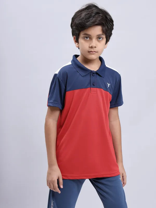 Boys Colorblock Slim Fit Polo T-shirt with TECHNO COOL+