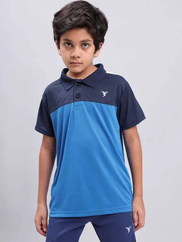 Boys Colorblock Slim Fit Polo T-shirt with TECHNO COOL+