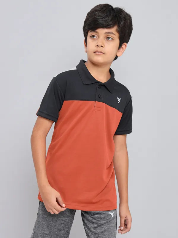 Boys Colorblock Slim Fit Polo T-shirt with TECHNO COOL+