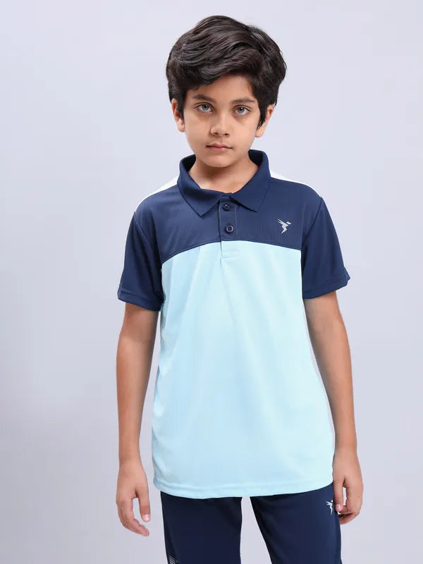 Boys Colorblock Slim Fit Polo T-shirt with TECHNO COOL+