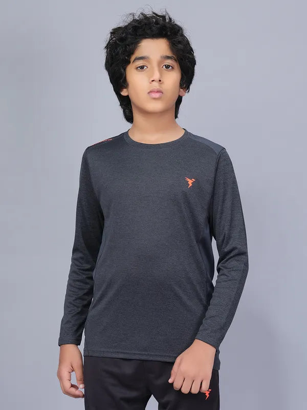 Boys Melange Slim Fit Crew Neck T-shirt with DOUBLE COOL