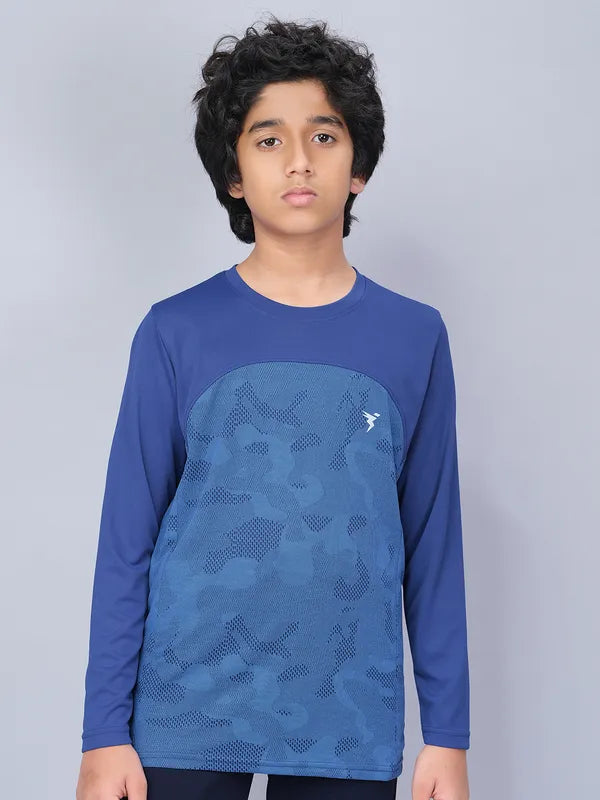 Boys Jacquard Slim Fit Crew Neck T-shirt with VENTMESH