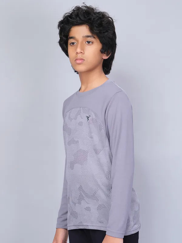 Boys Jacquard Slim Fit Crew Neck T-shirt with VENTMESH