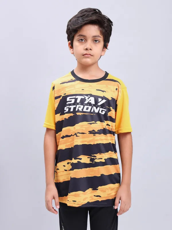 Boys Printed Slim Fit Crew Neck T-shirt with TECHNOLITE