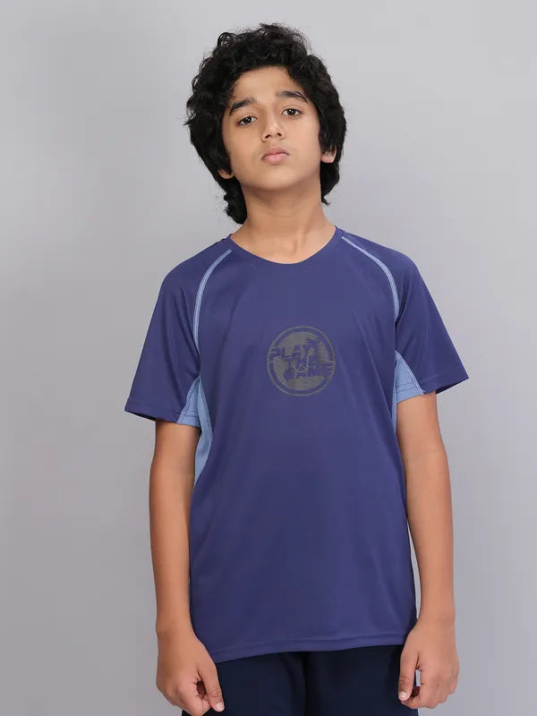 Boys Printed Slim Fit Crew Neck T-shirt with TECHNO COOL+