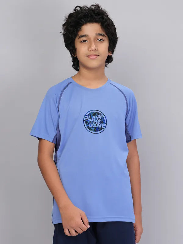Boys Printed Slim Fit Crew Neck T-shirt with TECHNO COOL+
