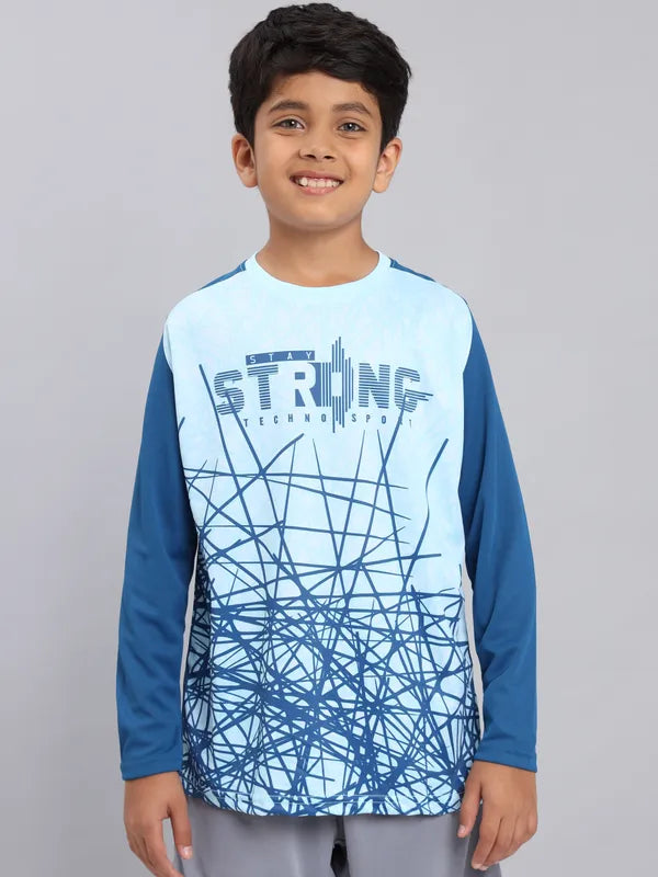 Boys Printed Slim Fit Crew Neck T-shirt with TECHNO COOL+