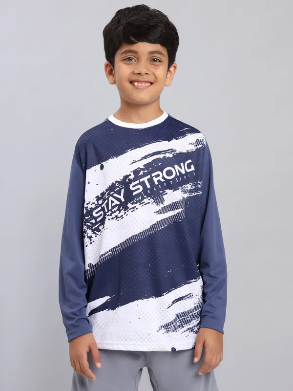 Boys Printed Slim Fit Crew Neck T-shirt with TECHNO COOL+