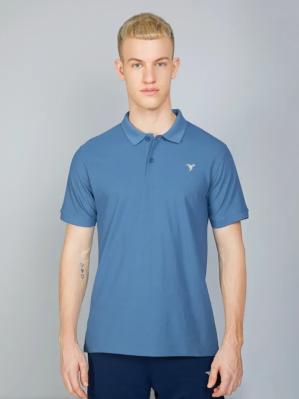 Men Solid Slim Fit Polo T-shirt with MATPIQ