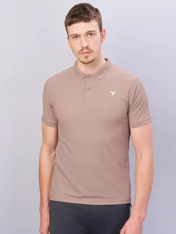 Men Solid Slim Fit Polo T-shirt with MATPIQ