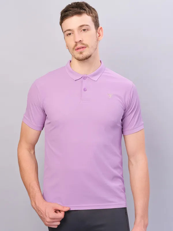Men Solid Slim Fit Polo T-shirt with MATPIQ