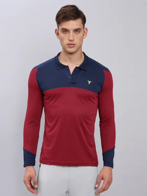 Men Colorblock Slim Fit Polo T-shirt with TECHNO COOL+