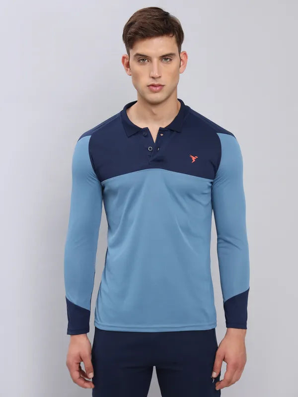 Men Colorblock Slim Fit Polo T-shirt with TECHNO COOL+