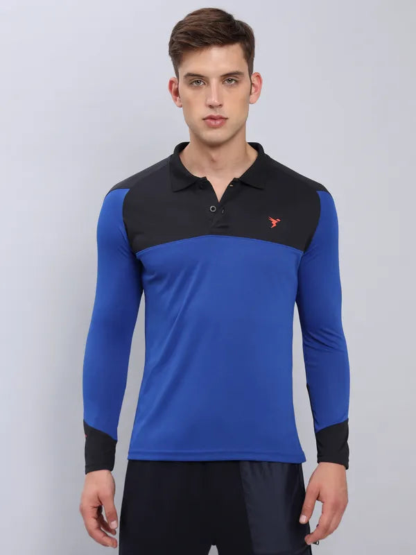 Men Colorblock Slim Fit Polo T-shirt with TECHNO COOL+