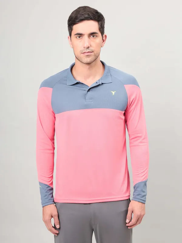 Men Colorblock Slim Fit Polo T-shirt with TECHNO COOL+