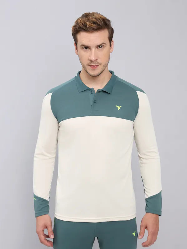 Men Colorblock Slim Fit Polo T-shirt with TECHNO COOL+