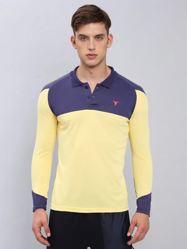 Men Colorblock Slim Fit Polo T-shirt with TECHNO COOL+