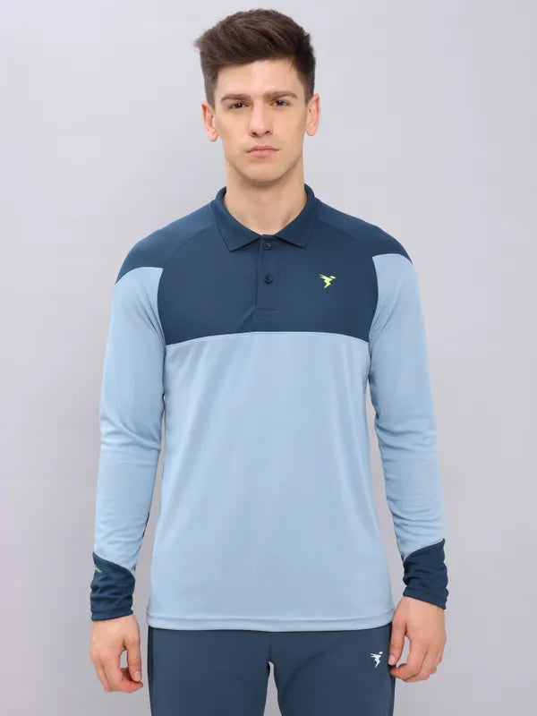 Men Colorblock Slim Fit Polo T-shirt with TECHNO COOL+