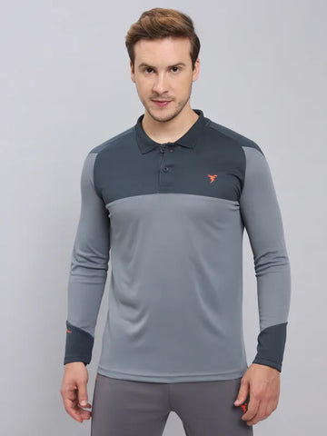 Men Colorblock Slim Fit Polo T-shirt with TECHNO COOL+