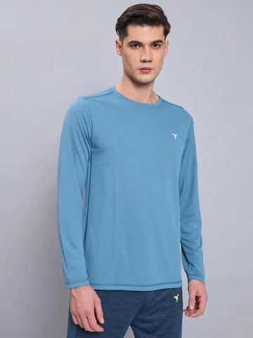 Men Solid Slim Fit Crew Neck T-shirt with TECHNO COOL+