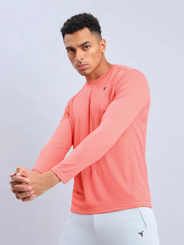 Men Solid Slim Fit Crew Neck T-shirt with TECHNO COOL+