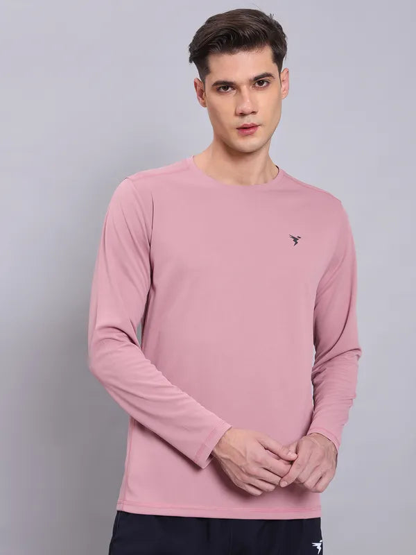 Men Solid Slim Fit Crew Neck T-shirt with TECHNO COOL+